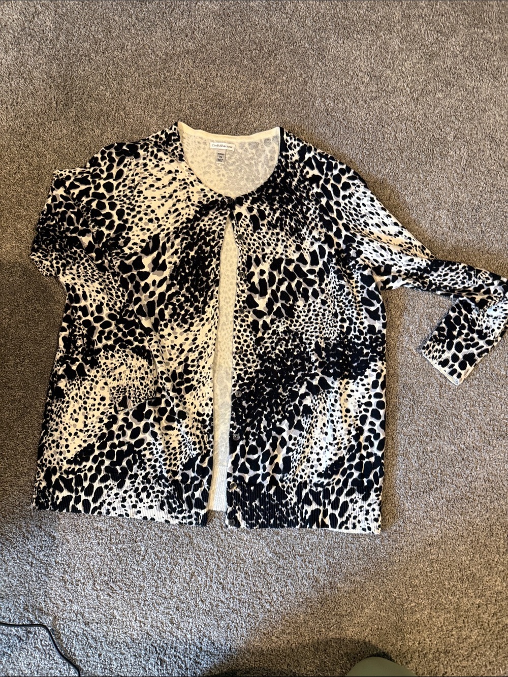 croft & barrow Cream and Black Knit Top